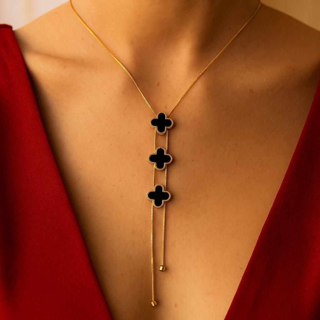 Mother of Pearl Clover Necklace: 18k Rose Gold Plated Stainless Steel