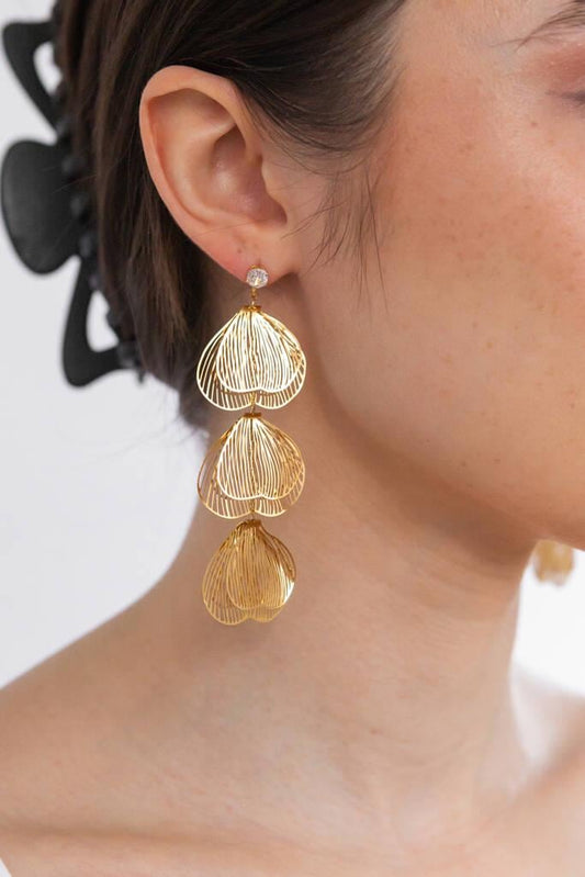 Gold Floral Earrings: Stainless Steel Dangle Earrings