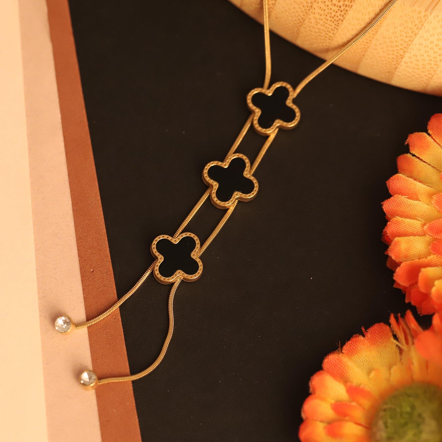 Mother of Pearl Clover Necklace: 18k Rose Gold Plated Stainless Steel