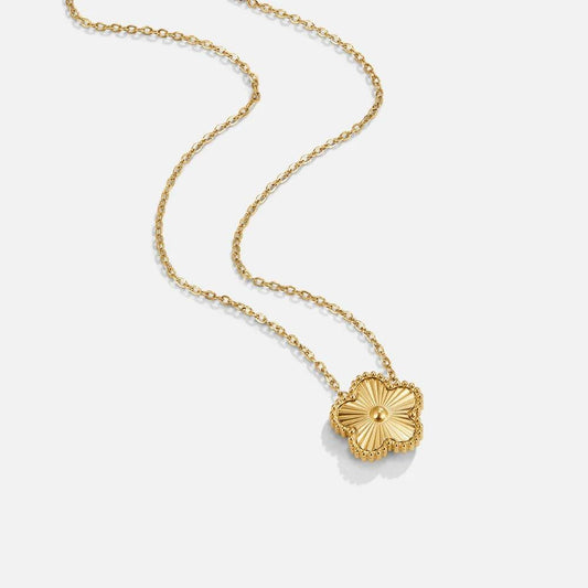 Gold Five-Leaf Clover Necklace: Waterproof Stainless Steel Lucky Charm